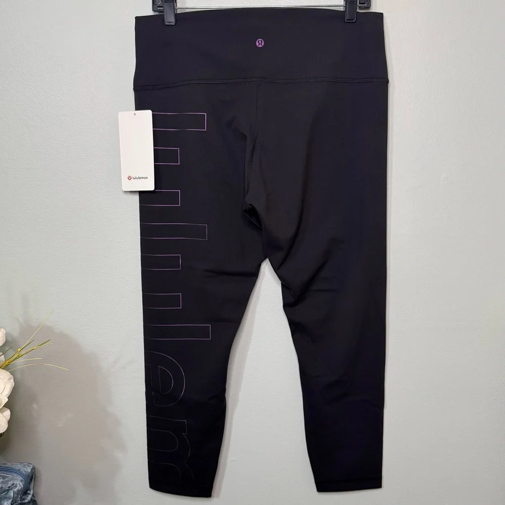 Lululemon Wunder Train High Rise Tight Athletic Legging Black Graphic Logo NWT